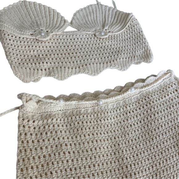 Meshki Cream Crochet 2-Piece Co-Ord Set – Kira Shell Knit Top & Maxi Skirt (S) - Picture 13 of 16